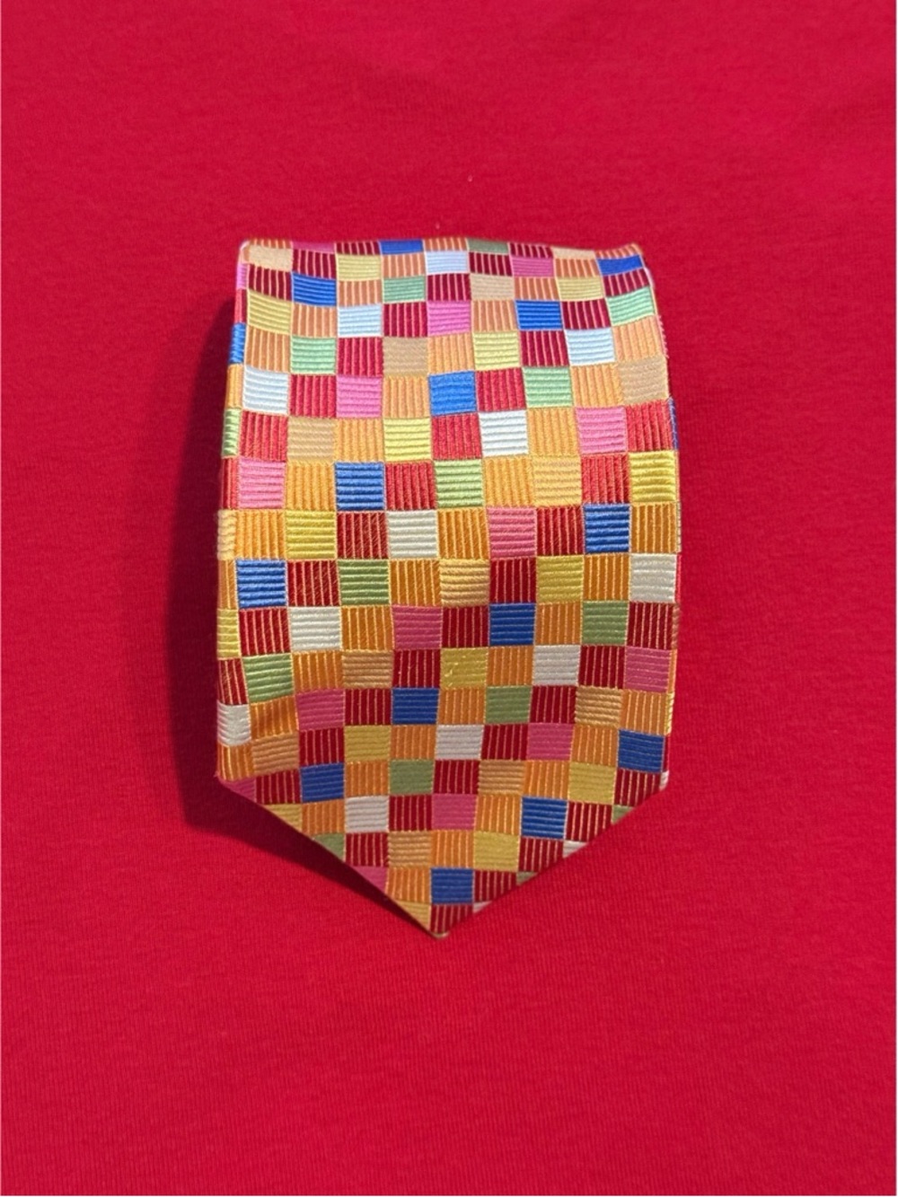 Multicolor Checkered Silk Tie